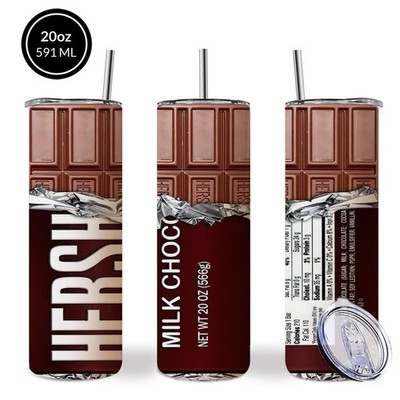 20oz Hershey's Chocolate Bar Tumbler Stainless Steel Insulated Coffee Mug Gift