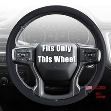 Customized Steering Wheel Cover for For Silverado 1500 2019-2026 Nappa Black