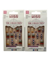 2 Kiss The Collection Artificial Medium Nails Aztec Santa Fe Design Glue & File