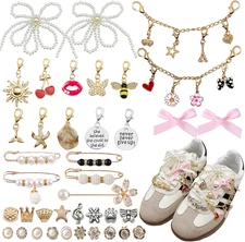 Shoe Charms for Sneakers 39 Pcs, Shoelace Junk Socks Charms DIY Brooches and Pin