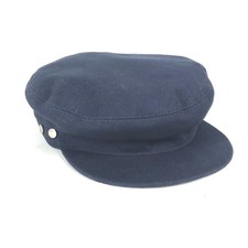 HERMES Kabul Serie Button Newsboy 57 Hat cap Casquette cotton Navy