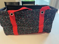31 Thirty-One Holly Dots Medium Tote with Black Medium Stand Tall Insert NIP
