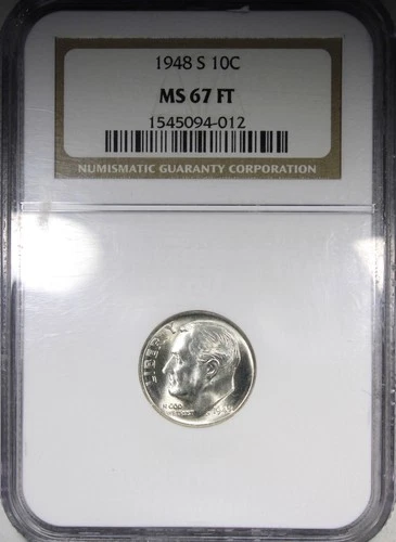 1948-S Roosevelt Dime NGC MS67 FT FULL TORCH Scuffy Holder