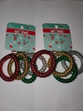 Scunci Spirals Ponytail Holders Dent Free Hold Metallic Finish 2pks