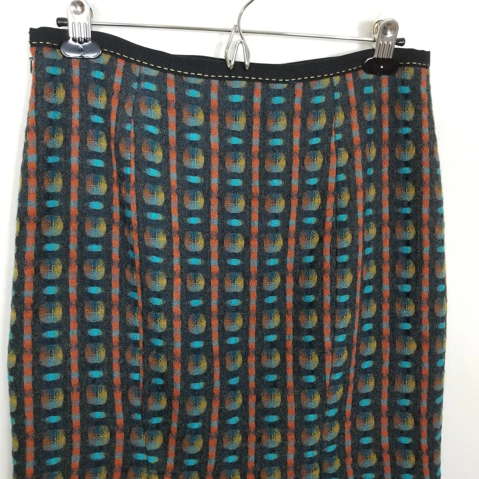 Saia lápis feminina Etcetera lã multicolorida tamanho 6 forrada curta boho - Imagem 4 de 4