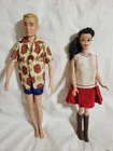 2 VNTG 1960 Vinyl Mattel Brunette Barbie & Ken Dolls w/some Clothing