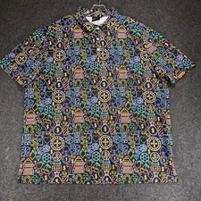 Sunday Swagger 2XL Casino Print Button Up Short Sleeve Polo Shirt