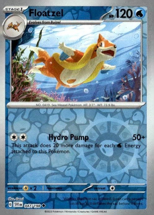 Floatzel 047/198 Uncommon Scarlet & Violet Pokemon Reverse Holo Near Mint
