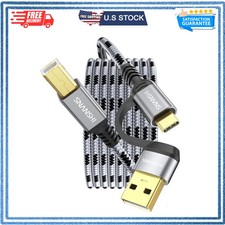 USB C to USB B Printer Cable 10ft Nylon Braided for MIDI Keyboard DAC Scanner