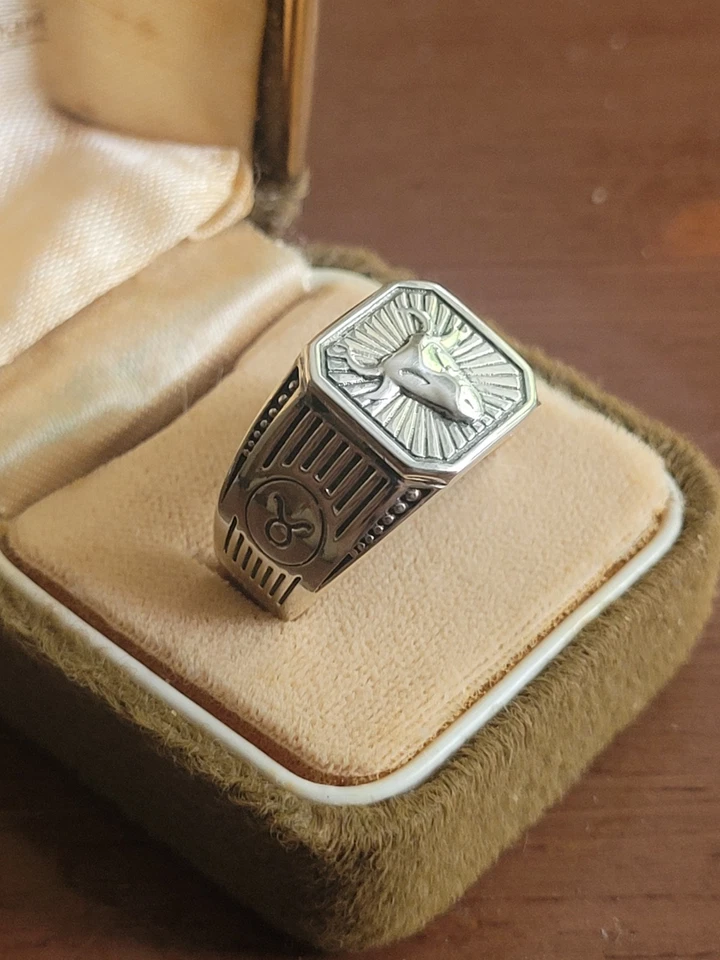 ANILLO CABEZA DE TORO PLATA ESTERLINA MACIZA - TALLA R Foto 3 de 4