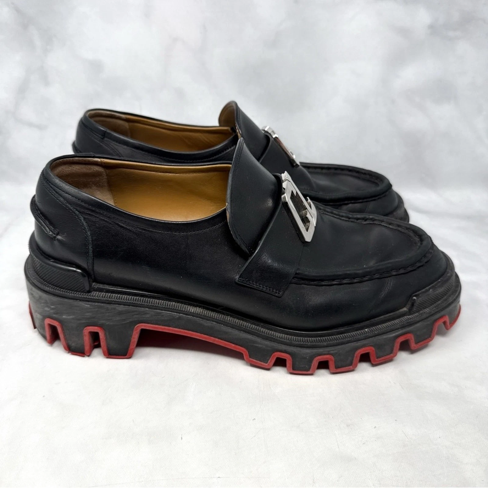 Christian Louboutin — Christian Louboutin CL Moc Dune Chunky Leather Platform Loafer Shoes Grunge 44
