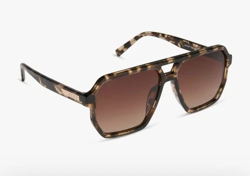 New DIFF Eyewear Tortoise Brown Polarized Aviator CAMERON Navigator Sunglasses