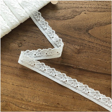 5/8 inch White Floral Lace Trim, Elastic Nylon Ribbon, 10 Yards, Ideal for DIY S