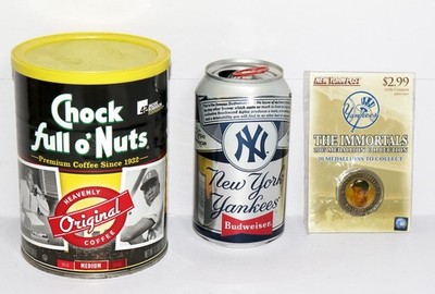 Chock Full O Nuts Jackie Robinson Can Yankees Budweiser Can With Medallion