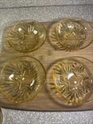 Set Of 4 vintage Federal Glass Company "Star Amber" pattern small berry bowl