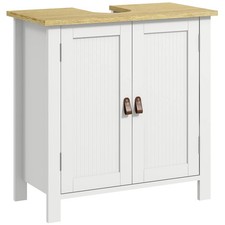 Image of kleankin Bathroom Under Sink Cabinet with Adjustable Shelf, White