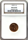 1955-S LINCOLN WHEAT CENT   -   NGC MS66 RD   -   FREE SHIPPING!