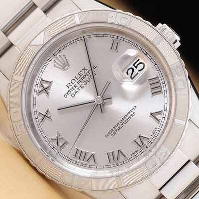 2002 Rolex Datejust 16264 Turn-O-Graph Thunderbird 18K Gold Stahl Oyster Uhr