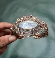 Kyanite Bracelet Wire Wrapped Cuff Adjustable Bracelet