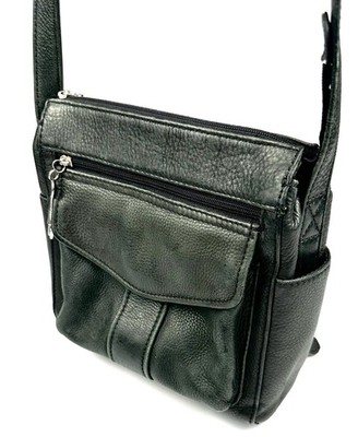 Fossil Dark Green/Black Leather Crossbody Bag