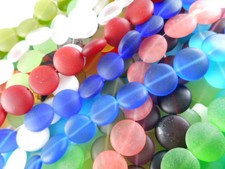 2 Strands Sea Glass 15mm Coin Beads You Pick Color