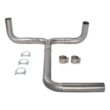 Stainless Steel 4 T Pipe Kit Dual Smoker Exhaust Stack System Universal Silver