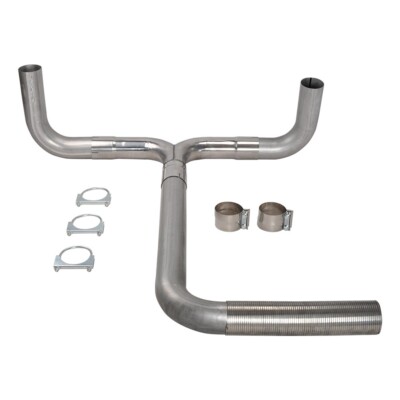 Stainless Steel 4'' T Pipe Kit Dual Smoker Exhaust Stack System Universal Silver