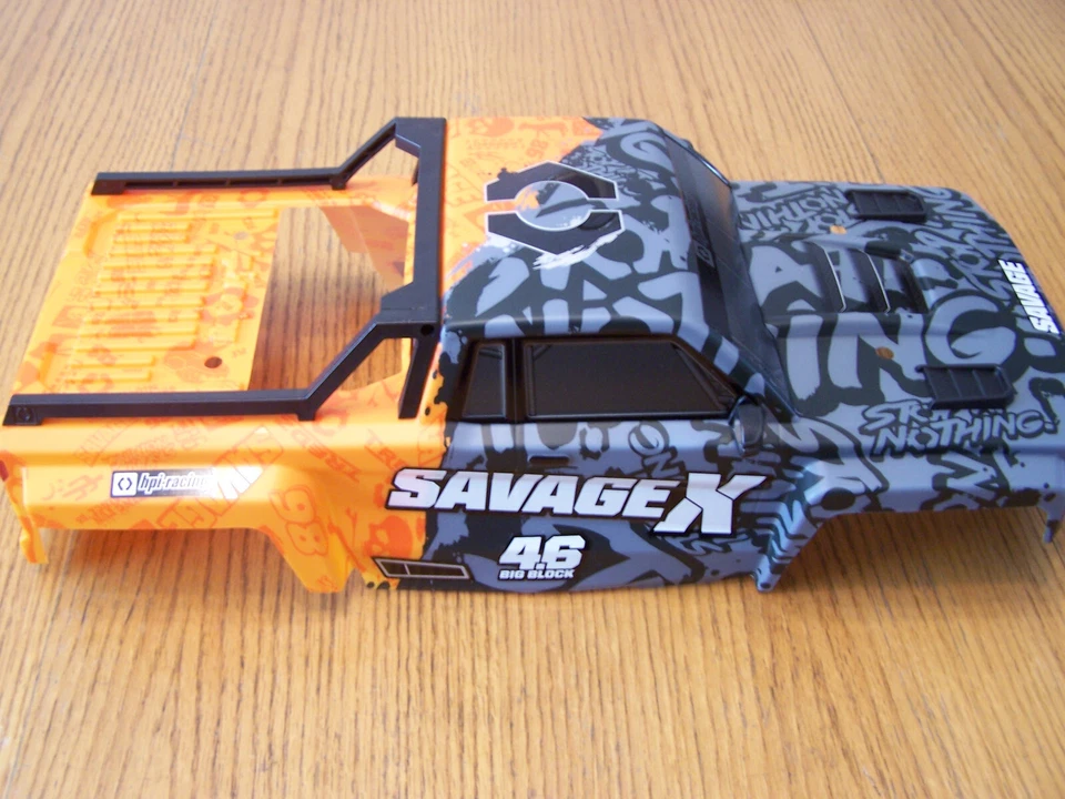 HPI Savage X 4.6 GT-6 Grey Orange Factory Painted Truck Body & Decal Sheet NITRO - Image 3 of 4