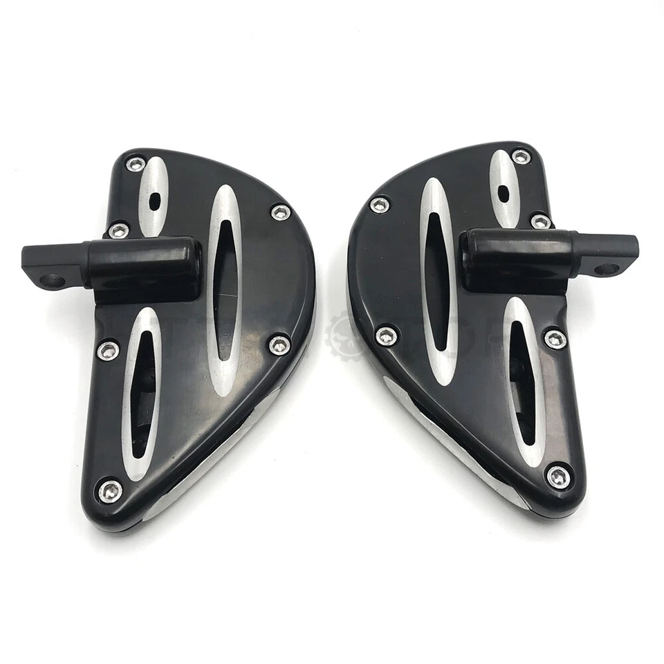 Tabla de piso estirada de pasajero trasero Skull negra para Harley 1986-2015 Foto 4 de 4