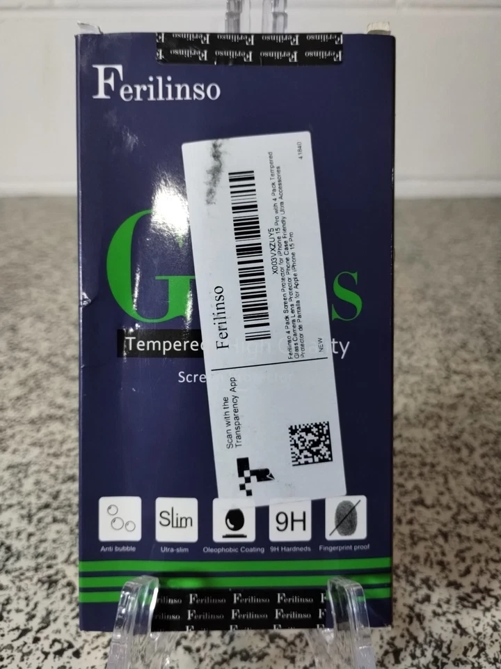Lot 49 iPhone 15 Pro Screen Protector Ferilinso 4 Pack  W/ 4 Pack Tempered Glass - Image 3 of 4