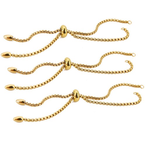 10pcs Stainless Steel Gold/Silver Adjustable Slider Chain Bracelets 12.5cm - 第 1/8 張圖片