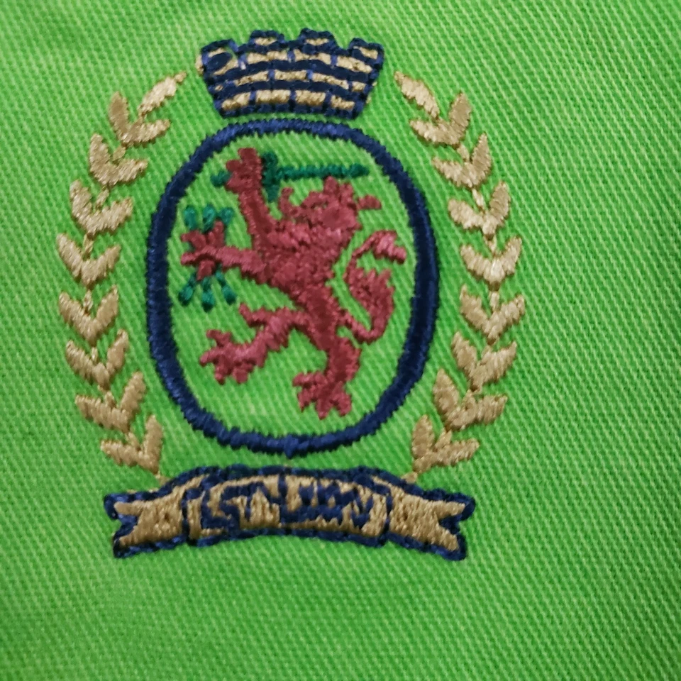 Camisa Tommy Hilfiger DE COLECCIÓN Para Hombre Mediana Verde Naranja Escudo Abotonado Adulto Años 90 Foto 3 de 4