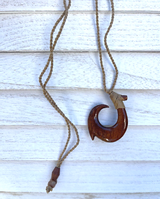 Collana Ciondolo Gioielli Hawaii Intagliati A Mano Legno Koa - Foto 2