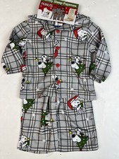 Boys Peanuts Snoopy Santa Hat Christmas Holiday 2 oc. Pajama Set NWT