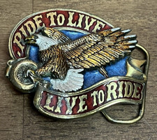 Vintage Ride To Live Live To Ride Belt Buckle Great American Buckle No 1036 USA