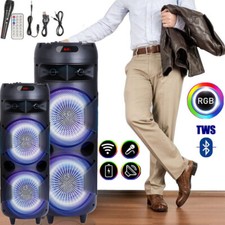 Loud Portable Bluetooth Speaker Dual Sub woofer Heavy Bass Sound System Party US