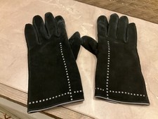 Aris 115 Women's Black Suede Leather Lined Leather Gloves Large Nice Condition