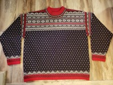 Vintage Lands End Nordic Fair Isle 100 Wool Scotland Ski Sweater MEDIUM Holiday