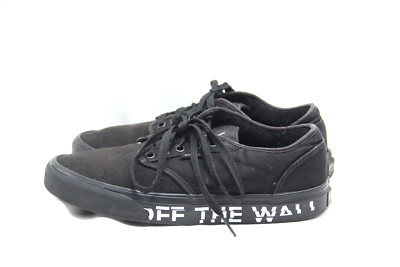 VANS Atwood Skate Shoes  Mens Size 7.5 Low Black OFF THE WALL Spellout Soles