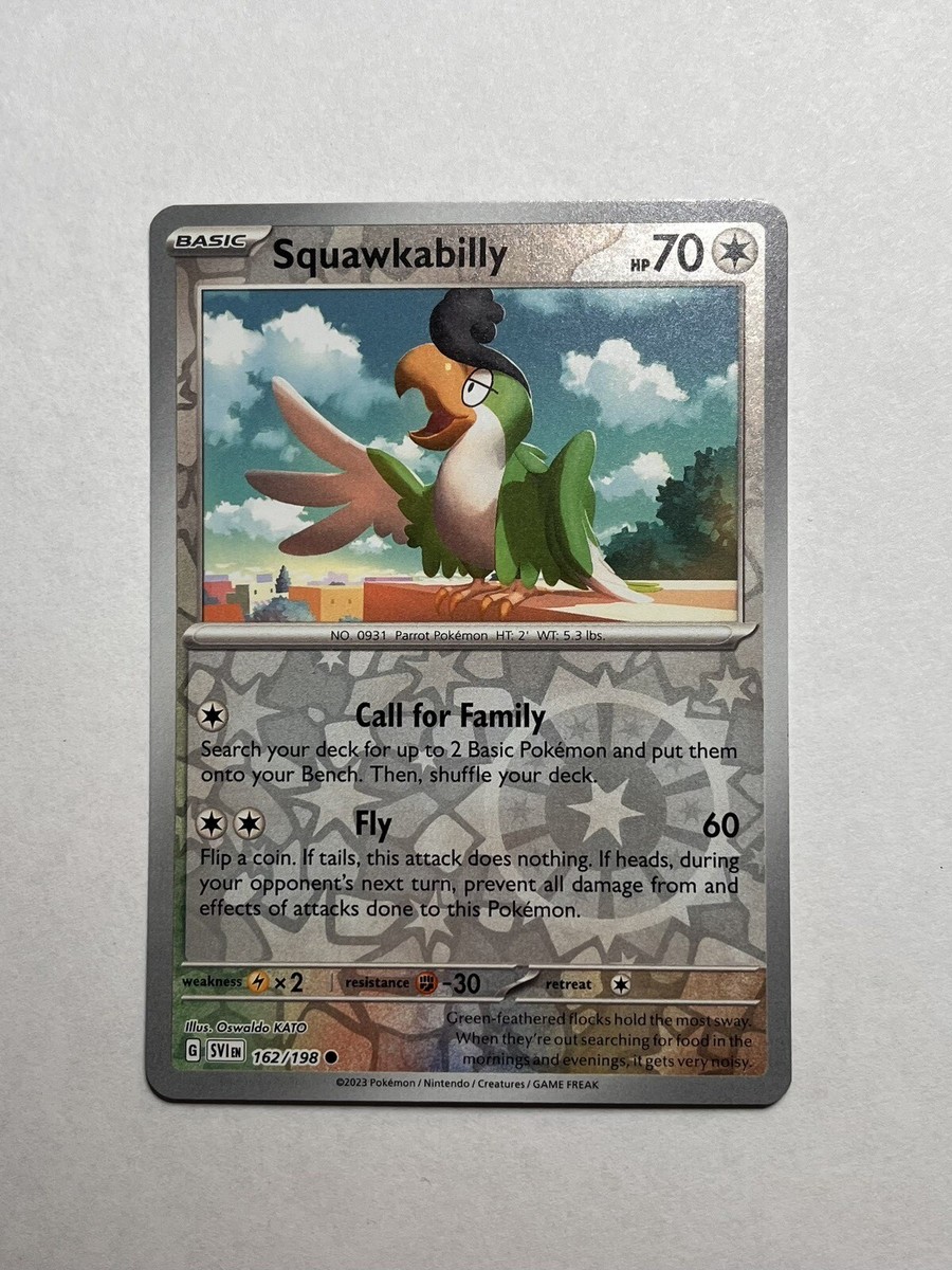 Reverse Holo Squawkabilly 162/198 Common Scarlet & Violet Pokemon