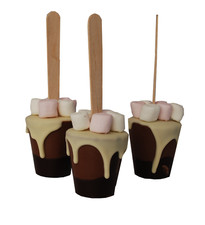 Set of 3 Handmade Belgian Hot Chocolate Stirrers Spoons Sticks with Marshmallow