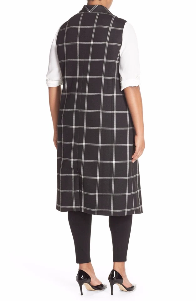 Halogen Windowpane Check Long Vest (size 2X) - Image 2 of 3