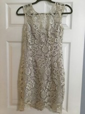 DINA BE FRANCESCAS Small Beige Lace Overlay Dress Size Small NWT Retails for $68