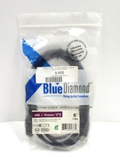 BLUE DIAMOND 5383 4 Pin Male to 6 Pin Male Firewire 400 Cable 6ft Black