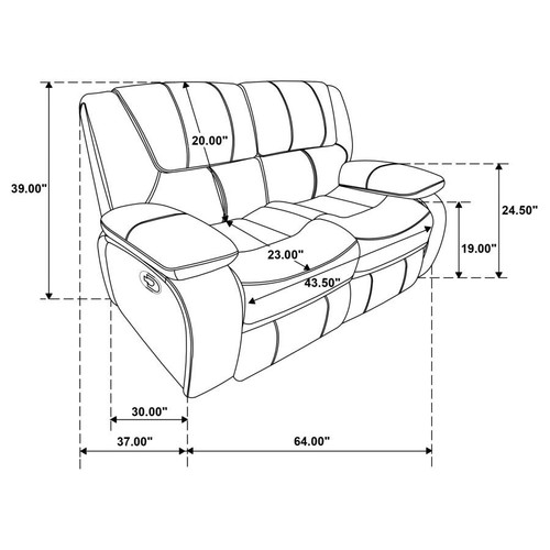 2 PC BLACK FAUX LEATHER RECLINING SOFA GLIDING LOVESEAT FURNITURE SET - Picture 19 of 19