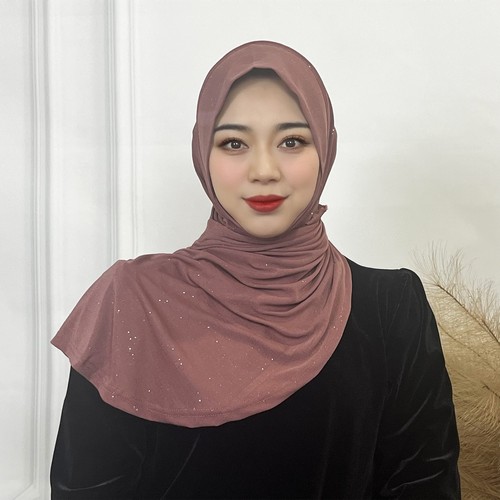 Muslim Women Glitter Turban Hijab Instant Hat Ready to Scarf Wrap Shawl Headwear - Picture 48 of 74