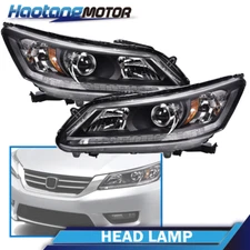 Pair Halogen Headlight Headlamps w/ LED DRL Fit For 2013-2015 Honda Accord Sedan