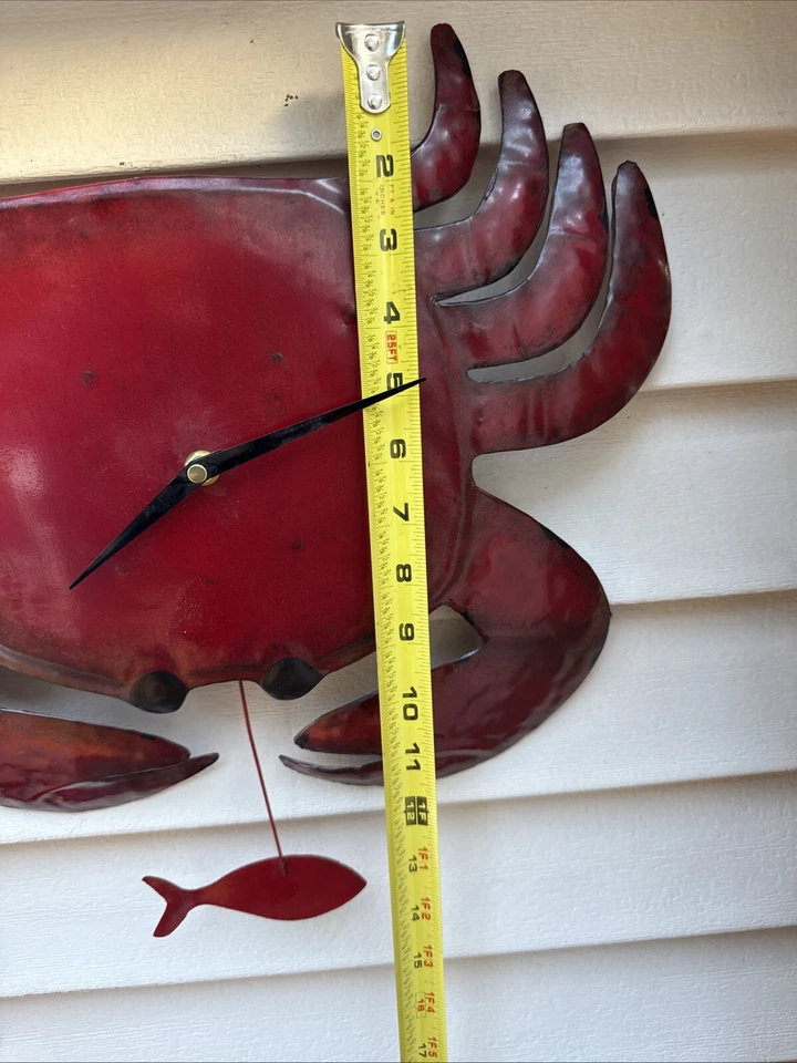 Metal Crab Wall Clock Nautical Beach Lake House Decor Fishing Handmade. Working - Image 4 of 4