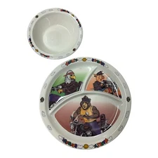 Harley-Davidson Kids Baby Plastic Divided Plate and Bowl Dinnerware Set Dishes 