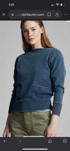 Ralph Lauren Double RRL Indigo Blue French Terry Sweatshirt Size M - Picture 7 of 7